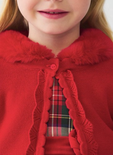 Abel & Lula Cozy Red Kids Jacket with Faux Fur Collar Size 5T
