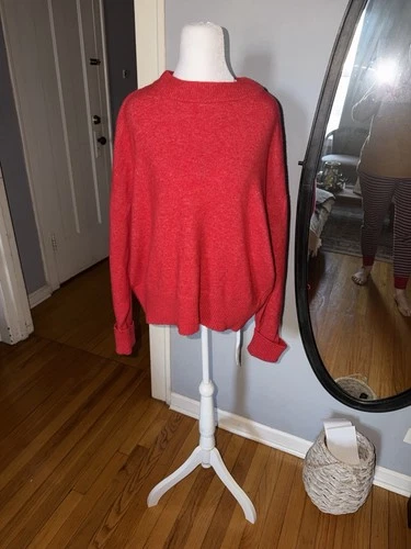 Anthropologie Pilcro Vibrant Red Cowl Neck Sweater Size S