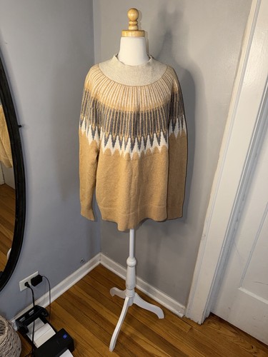 LOFT Tan and Gray Cowl Neck Sweater Size XL