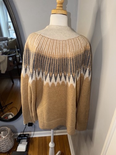LOFT Tan and Gray Cowl Neck Sweater Size XL - photo 3