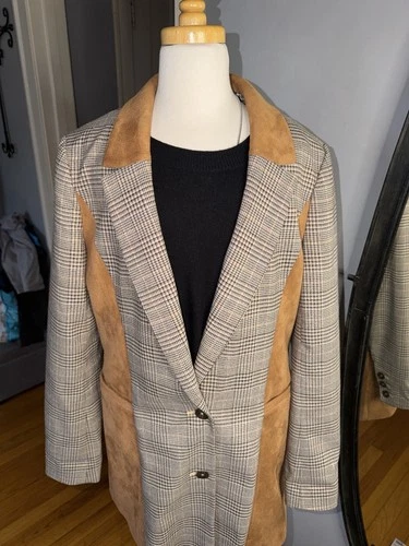 Maeve By Anthropologie Plaid Blazer Brown Details Size 4 - photo 5