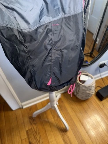 Columbia Hooded Windbreaker Lined Jacket L Gray Pink Zip - photo 3