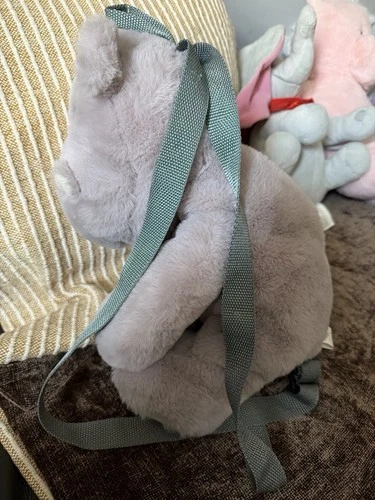 Adorable Plush Hippo Backpack for Kids - Soft Gray