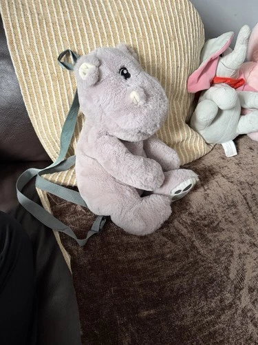 Adorable Plush Hippo Backpack for Kids - Soft Gray - photo 4