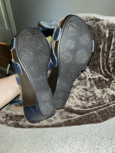 Dansko Frida Strappy Wedge Studded Sandals Blue Leather Sz 41 US - photo 5