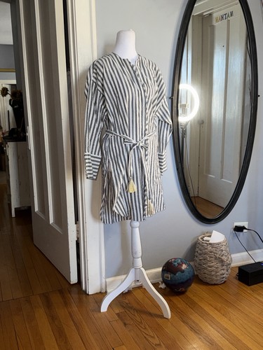 Zara Grey and White Striped Tunic Top Size M - photo 2