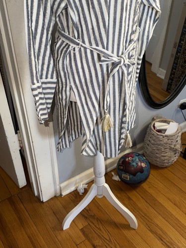 Zara Grey and White Striped Tunic Top Size M - photo 3