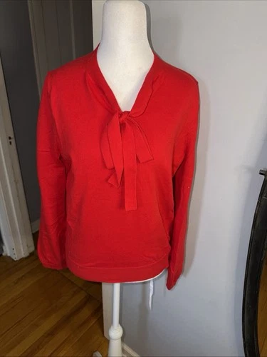 Boden Scarlet Knit Top with Bow Accent