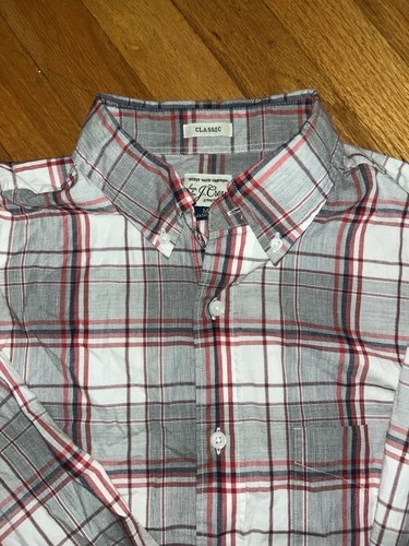 J. Crew Men's Casual Plaid Shirt - Red and White Size M