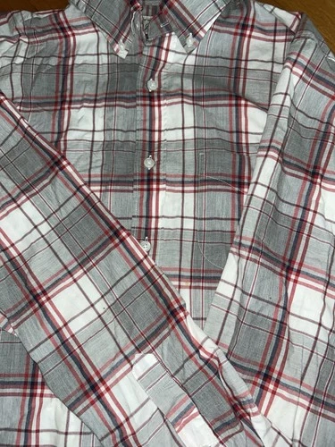 J. Crew Men's Casual Plaid Shirt - Red and White Size M - photo 2