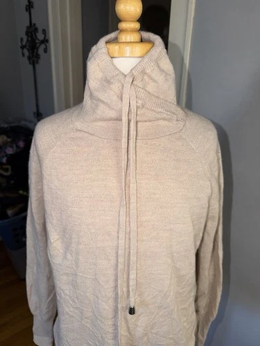 Cynthia Rowley Merino Wool Beige Drawstring Sweater XS - photo 2