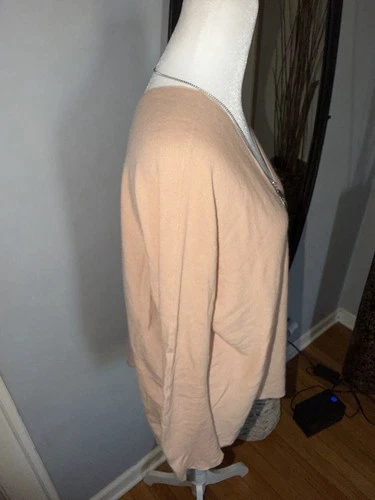Vince 100% Cashmere Peach Long Sleeve V-Neck Top Size L - photo 4