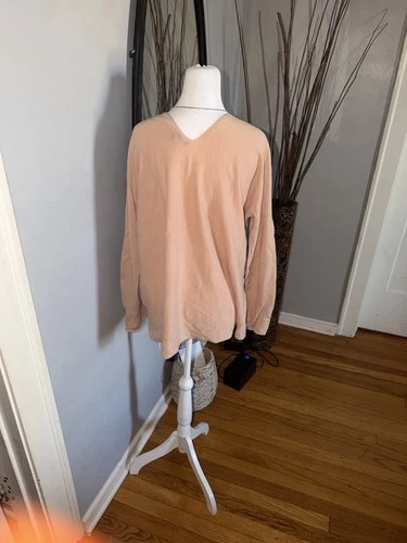 Vince 100% Cashmere Peach Long Sleeve V-Neck Top Size L - photo 5