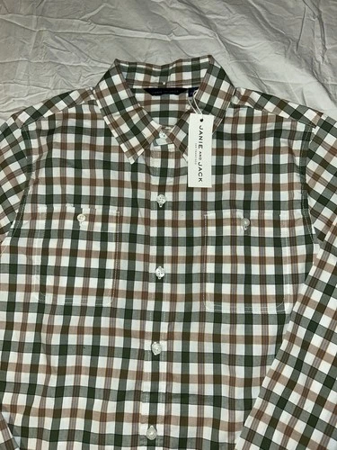 Janie & Jack Boys Brown and White Plaid Shirt Size 16