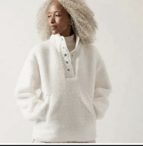 Athleta Women's Cozy Sherpa Snap Sweatshirt Fleece Pullover Smal - photo 2