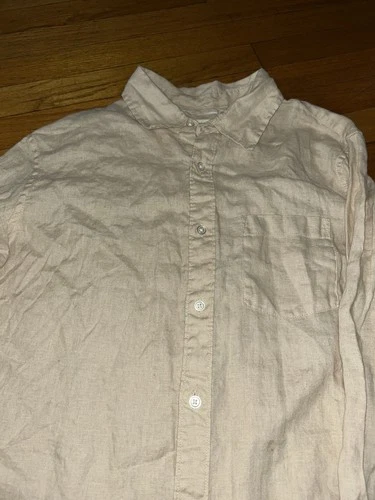 Panama Jack Men's Light Tan Linen Casual Long Sleeve Shirt L