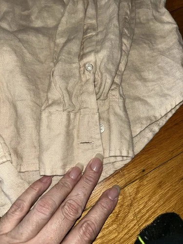 Panama Jack Men's Light Tan Linen Casual Long Sleeve Shirt L - photo 4