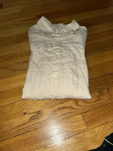 Panama Jack Men's Light Tan Linen Casual Long Sleeve Shirt L - photo 5