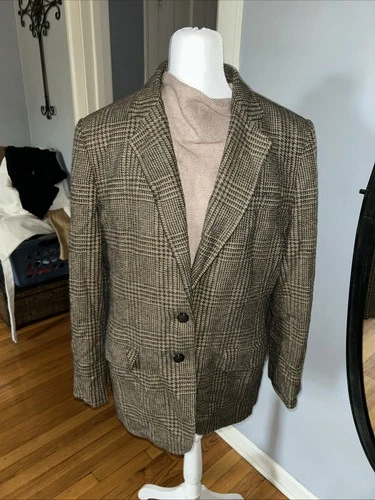 Lauren Ralph Lauren Equestrian Blazer Plaid Wool Logo Horse Butt