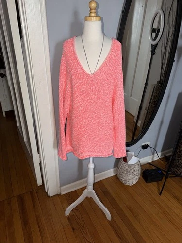 Free People Coral Neon Off-the-Shoulder Sweater Size M - photo 3