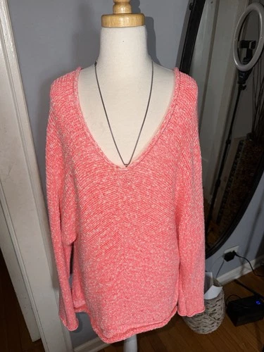 Free People Coral Neon Off-the-Shoulder Sweater Size M - photo 4