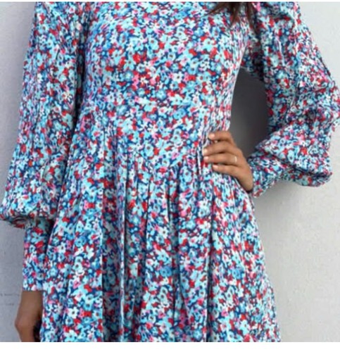 Rotate Birger Christensen Floral Dress - Pink/Blue Size 38 - photo 3
