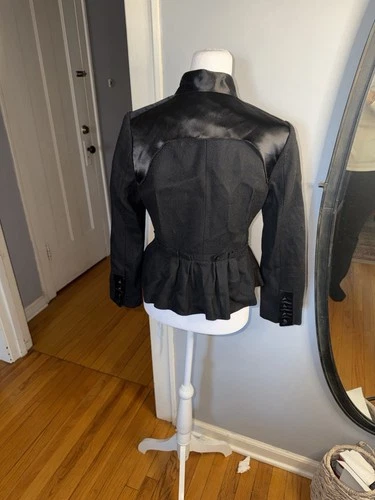 BCBGMaxAzria Wool Blazer - Black, Satin Accent, Size S - photo 5