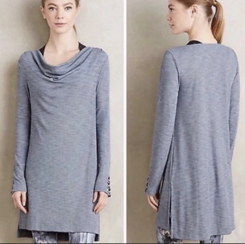 Anthropologie pure+good Heather Gray Off-Shoulder tunic Size XS