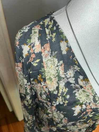Lucky Brand Floral Wrap Blouse - Gray and Cream - photo 2