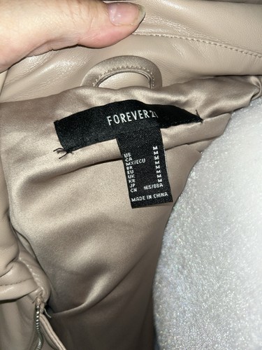 Forever 21 Women's Beige Faux Fur Collared Bomber Jacket M - photo 5