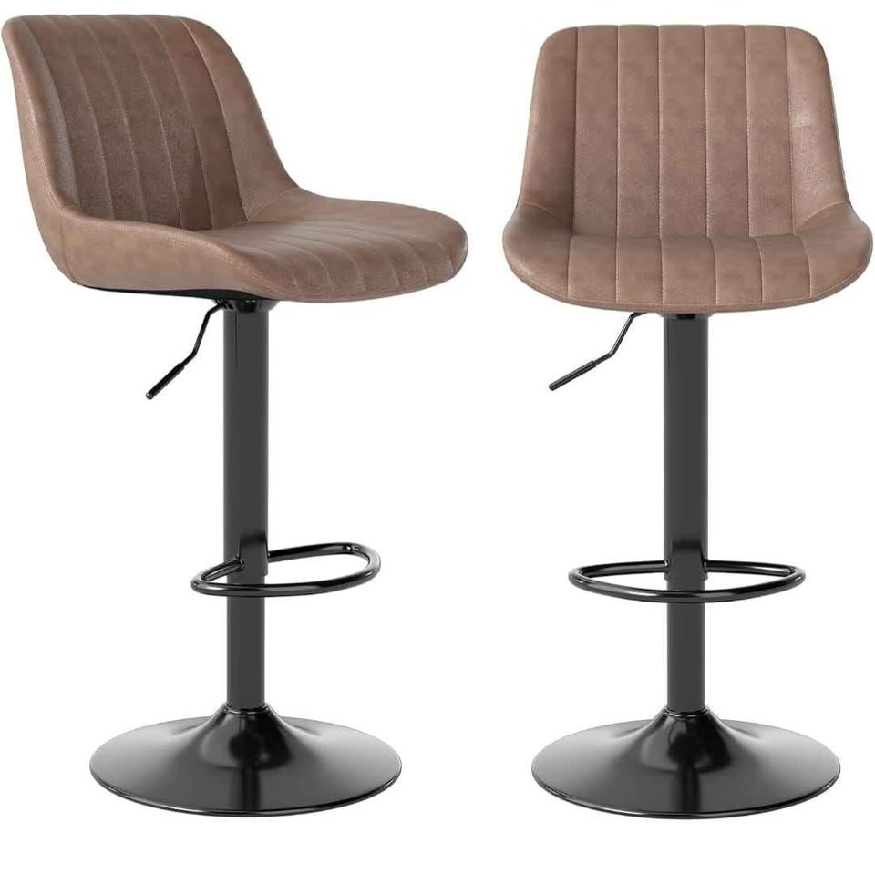 Bar Stools Set of 2, Swivel Counter Height Barstools with Back - photo 2
