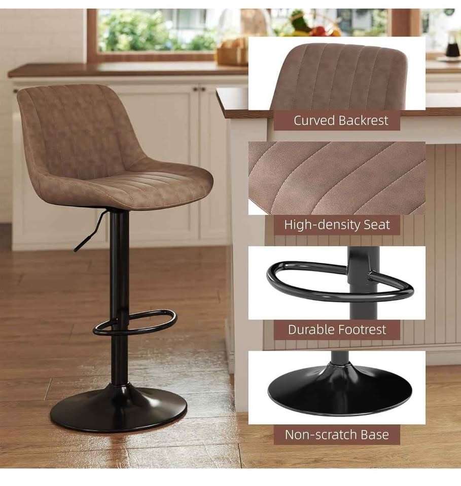 Bar Stools Set of 2, Swivel Counter Height Barstools with Back - photo 3