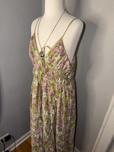 En Saison Floral Maxi Dress - Green/Pink - Size L - photo 3