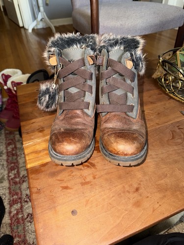 Timberland Nubuck Boots Womens Size 8 Brown Furry Leather Waterp - photo 3