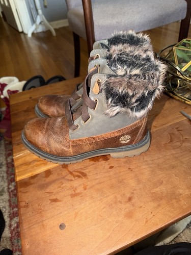Timberland Nubuck Boots Womens Size 8 Brown Furry Leather Waterp - photo 4