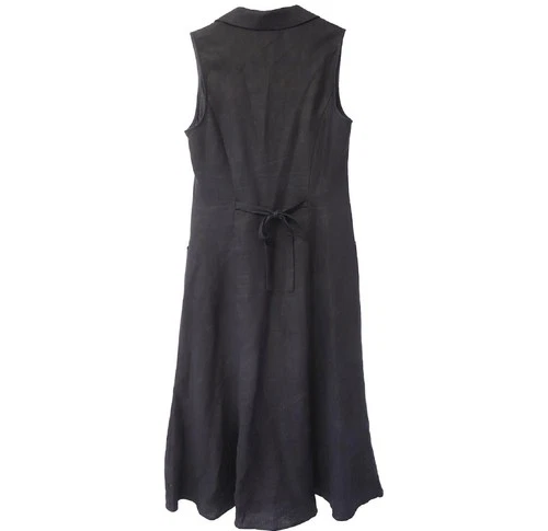 Reformation Linen Black Button-Down Midi Dress Size 12 - photo 2