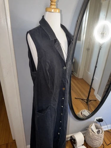 Reformation Linen Black Button-Down Midi Dress Size 12 - photo 5