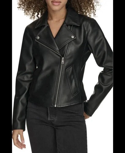 Jones New York Women's Black Leather Jacket Size 8