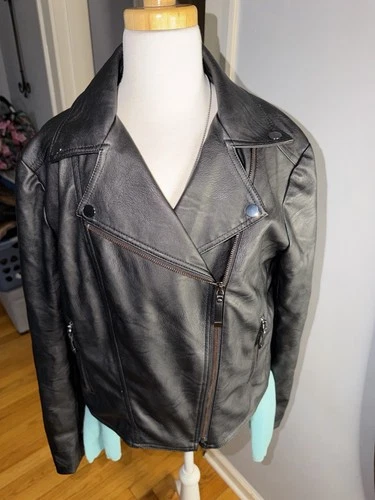 Jones New York Women's Black Leather Jacket Size 8 - photo 2