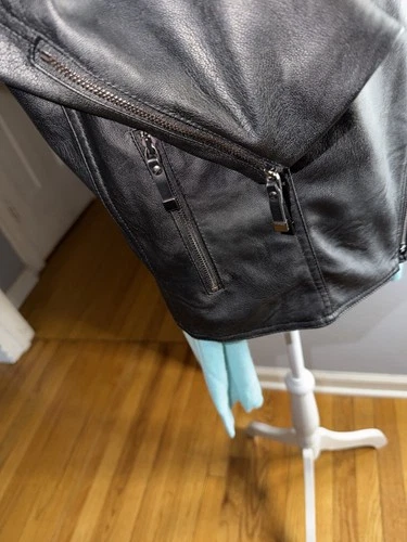 Jones New York Women's Black Leather Jacket Size 8 - photo 3