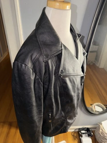 Jones New York Women's Black Leather Jacket Size 8 - photo 4