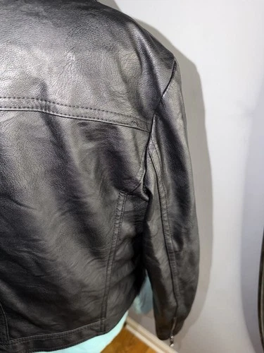 Jones New York Women's Black Leather Jacket Size 8 - photo 5