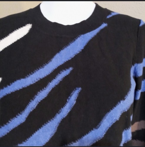 NIC+ZOE Black and Blue Crewneck Sweater Size XL