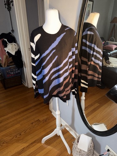NIC+ZOE Black and Blue Crewneck Sweater Size XL - photo 3