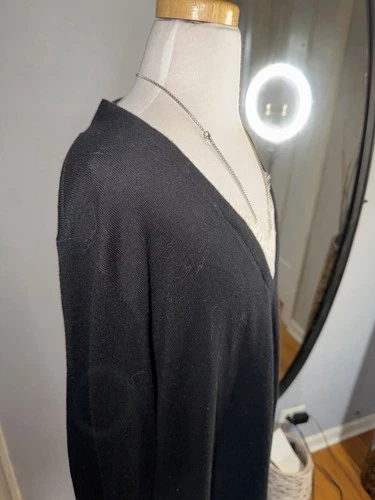 LOFT Black V-Neck Sweater with Lace Accent Size L - photo 3