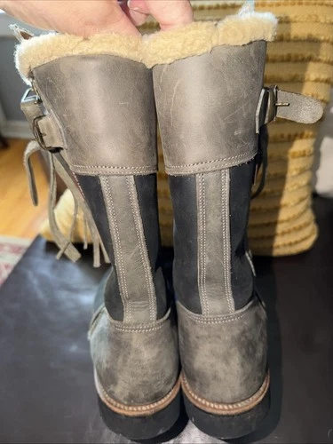 Penelope Chilvers Gray & Black Leather Winter Boots Size 40 - photo 2