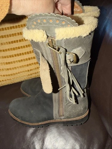 Penelope Chilvers Gray & Black Leather Winter Boots Size 40 - photo 3