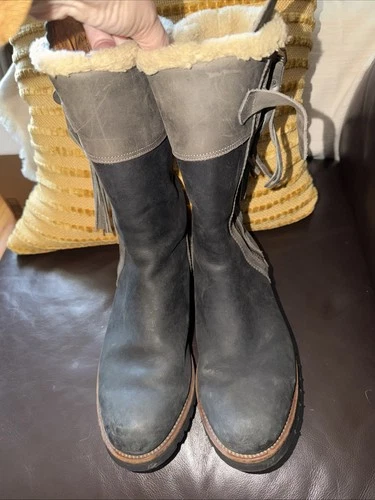 Penelope Chilvers Gray & Black Leather Winter Boots Size 40 - photo 4