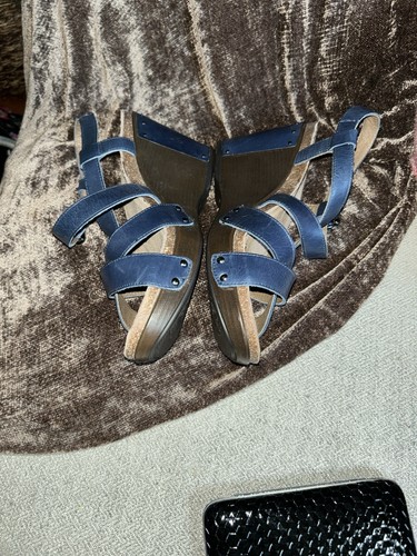 Dansko Frida Strappy Wedge Studded Sandals Blue Leather Sz 41 US - photo 2