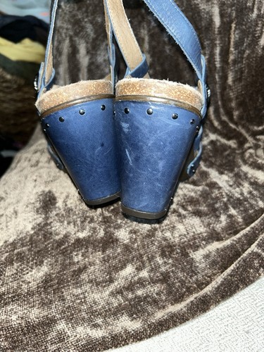 Dansko Frida Strappy Wedge Studded Sandals Blue Leather Sz 41 US - photo 3